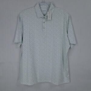 Bermuda Sands Shirt Men Large White Polo Golf Flag Print Clive UPF Performance